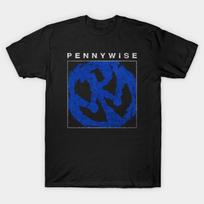 Men Black Print T-shirt Pennywise Band No-Cut Transfer Paper Print Cotton Tshirt M juoda