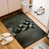 Schnauzer Carpet Cute Cat and Puppy Indoor Entrance Doormat Living Room Kitchen Bedroom Decoration Door Mat 40cm x 60cm