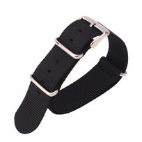 Nato Nailono Dirželis, Prailgintas Nailono 20mm Drobės Laikrodžio Dirželis, Trijų Žiedų Sagtis su Kaiščiu, Kvėpuojantis Versa Dirželis 18mm black