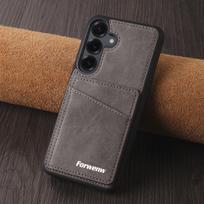 Prabangus odinis dėklas su kortelių laikikliu telefonui Samsung Galaxy A17 A37 A57 A15 A35 A55 A16 A36 A56 A14 A34 A54 Stahd Piniginės dangtelis Galaxy A57 pilka