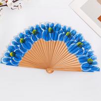 Hand-Painted Pattern Cheongsam Dance Fan Home Decor Handheld Fan Wooden Folding Fan  Women Use