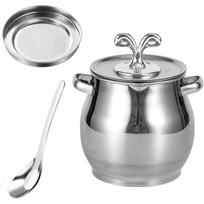 Grease Container - Stainless Steel Bacon Grease Saver, Kitchen Oil Container Can, With Strainer And Spatula | Cooking Oil Keeper Storage Can, Kitchen 1.5L
