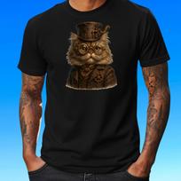T-Shirt Herren Steampunk Perserkatze Motiv Baumwolle Größe S bis 5XL XL