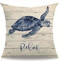 Home Decor Sea Creatures: Relax, Unwind, Happy, Happiness Pattern Cushion Cover Suitable for Sofa Bedroom Car Pillow Cover 40x40cm