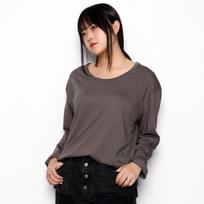 Studio 235 Modal Cotton Boyfit U-Neck Long Sleeve Dark Gray Free