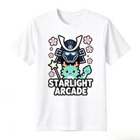 Unisex 100 Cotton TShirt Starlight Arcade Cute Dragon Samurai Helmet Sakura Print Oversize Casual Short Sleeve Tee M