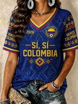 Colombia Football Fan T-shirt  Sleeved Breathable Quick Drying Street Wear Casual Football Shirt Fashionable FamilyMatching 2026 S
