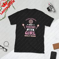Funny Throws Like A Girl Darts TShirt Sarcastic Quote Target Graphic Gift For Dart Lovers Shirt Unisex Fashion Casual Cotton Tee S