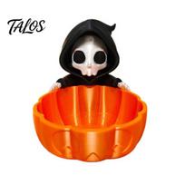 3D Printed Resin Organizer Halloween Candy Bowl, Grim Reaper Snack Holder Dish, Spooky Creative Gift Ideas Skeleton Serving Bowl for Home, Office, oranžinė