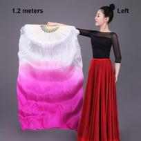 120/150/180cm Kid Women Belly Dancing Fan Tricolor Gradient Practice Long Imitation Silk Fans 120cm Left