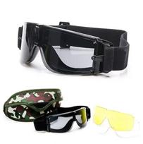 X800 Tactical Goggles 3 Lens Interchangeable System for Paintball, Hunting & Combat UV400 Protection Anti-Fog Safety Glasses juoda
