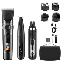 Professional Dog Hair Removal Clipper Machine Rechargeable Cat Paw Nail Grinder with LED Light Electric Grooming Kit for Pets juoda