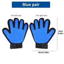 Efficient Eco-Friendly Pet Hair Remover Mitt Gloves Cotton Silica Gel Gentle Deshedding Dog Bath Brush Grooming Tools Small (Blue,24*18cm) mėlyna