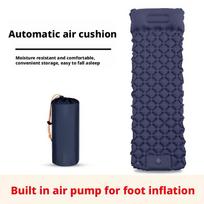 Built-in Foot Pump New Single-person Diamond-shaped air Cushion Inflatable Sleeping Pad Outdoor Tent Ultra-lightweight Portable 190*58*5cm tamsiai mėlyna spalva