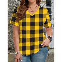 Summer Women's 3D Printed V-Neck T-Shirt Fashion Versatile Breathable Trend Casual S