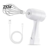USB Rechargeable Hand Blender Electric Mixer Cordless Egg Beater Handheld Easy-to-use Whisk Kitchen Tool for Baking Cooking Battery-powered balta