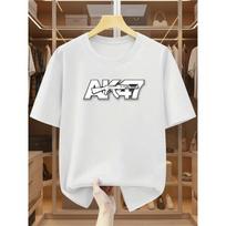 European sizes Men's T-Shirt with AK-47 Rifle Graphic Print Comfortable Casual Short-sleeved T-shirt in Summer 2XL balta