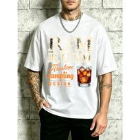 Retro Rum Theme Graphic Design Men's Crewneck T-Shirt Loose Fit Cotton Fashionable And Versatile Soft And Comfortable Fabric for Daily Wear S balta