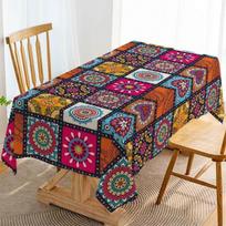 New Rectangular Bohemian Tablecloth Mandala Bohemian Cycle Table Cover Home Decoration Colorful Table Cloths Festival 140x180cm gray