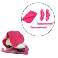Ice Skate Blade Covers Protect Sleeve with Wipe Cloth Skating Cover rožinė
