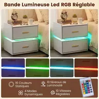 Costway 2 vnt. naktiniai staliukai su LED ir įkrovikliu balti