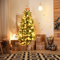 Costway 150 cm siaura dirbtinė eglutė su LED žiburiais