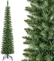 Costway 180cm dirbtinė kalėdinė eglutė su apšvietimu, 390 šakų, 180 šiltai baltų LED, sulankstoma metalinė koja