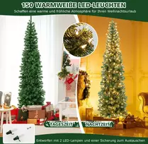Costway 210cm pusiau eglutė su LED žiburiais