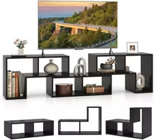 TV staliukas Costway Reguliuojama 3 dalių TV stovas iki 65" televizoriui, juodas