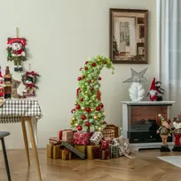 Costway 150cm iš anksto apšviesta siaura eglutė 80 LED