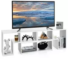 TV staliukas Costway 3 dalių transformuojamas TV stovas iki 65" televizoriui, baltas