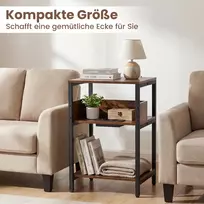 Costway 2 šoninių staliukų komplektas su įkrovimo stotele, 3 aukštų, rustic rudos spalvos