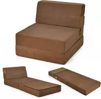 Sofa Costway Trikartis sulankstomas fotelis-lova, rudas spalvos