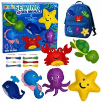 Lean Toys Jūros gyvūnų vėlimo ir siuvimo rinkinys vaikams, 6 vnt.
