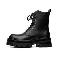 Prabangus Prekės ženklas Juodi Ankle Boots Vyriški Tikra Oda Apvalus Pirštas Batai 2024 Mados Lauko Darbiniai Batai Patogūs Neslystantys Motociklininko Batai 38 juoda
