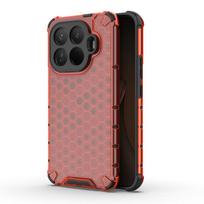 Transparent Phone Case For Xiaomi 15T Pro Anti-knock Honeycomb Armor Back Case For Xiaomi 15T Pro Cover For Xiaomi 15T Pro Case Xiaomi 15T Pro raudona