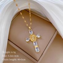 Avatar Cross Light Luxury Temperament Gorgeous Full Diamond Necklace Female Versatile Collarbone Chain Titanium Steel Chain