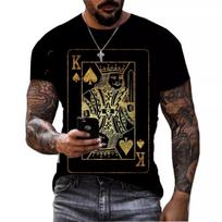 Men's 3D Printed Street Fashion T-Shirt Poker Card Printing Short Sleeve O-Neck Pullover Casual Top S