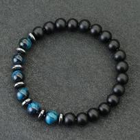Madinga karoliukų apyrankė vyrams Juodo matinio akmens čakra apyrankė Mėlynojo howlito Tigro akies gijos apyrankė Pulsera Hombre Joias