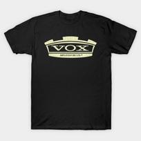 Men Black Print T-shirt Retro Vox Amplifier No-Cut Transfer Paper Print Cotton Tshirt M juoda