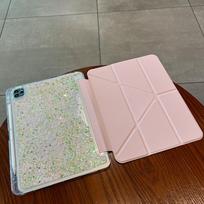 For IPad A16 11th 10th Pro 11 Air 11 4 5 10.9 10.2 9th 8th 7th Air 3 10.5 with Pen Holder Dynamic Liquid Quicksand Back Cover iPad10.2 7th 8th 9th rožinė