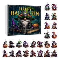 2025 Halloween Gnome Advent Calendar 2D Acrylic Hanging Ornaments Set 24 Days Countdown Calendar for Holiday Home Decor F