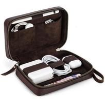 Genuine Leather Electronic Organizer Travel case Accessories Cable Storage Travel Cable Organizer Bag for Apple Pencil Charger kava