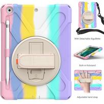 Rainbow Colorful Symmetry Case for iPad 9.7 Inch 2017 2018  Hand Shoulder Strap Cover Pencil Holder  Shokcproof Tablet Cover rožinė