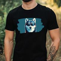 T-Shirt Herren Husky mit Sonnenbrille Motiv Baumwolle Größe XS bis 5XL S