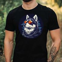 T-Shirt Herren Husky mit Sonnenbrille Motiv Baumwolle Größe XS bis 5XL XS