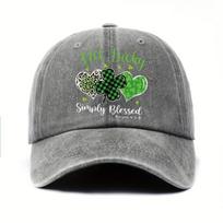 Not Lucky Simply Blessed Clover Leopard Print Baseball Cap Casual Sports Cotton Hat One Size