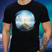 T-Shirt Herren Kreuz auf einem Berg Motiv Baumwolle Größe XS bis 5XL XXL