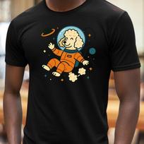 T-Shirt Herren Pudel schwebend im Weltraum Motiv Baumwolle Größe S bis 5XL XXXL