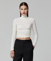 Lady Volume High-Neck Shirring T-Shirt_Cream Cream/M